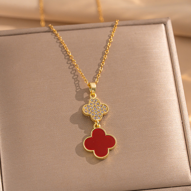 Set de bijuterii geometric: colier și cercei din oțel titan cu acoperire diamantată; lanț O; pandantiv din oțel titan; stil lux ușor.