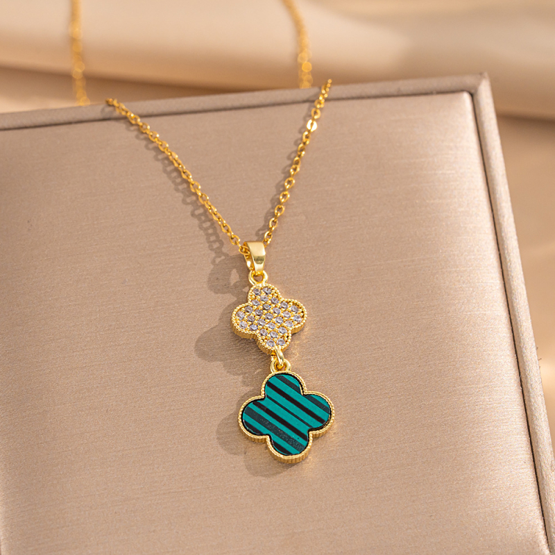 Set de bijuterii geometric: colier și cercei din oțel titan cu acoperire diamantată; lanț O; pandantiv din oțel titan; stil lux ușor.