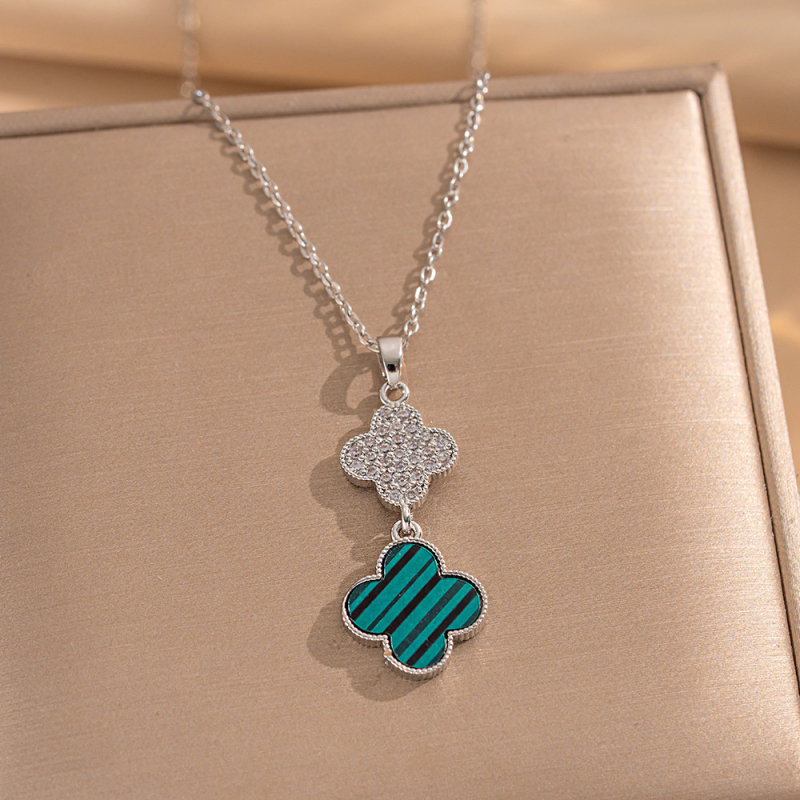 Set de bijuterii geometric: colier și cercei din oțel titan cu acoperire diamantată; lanț O; pandantiv din oțel titan; stil lux ușor.