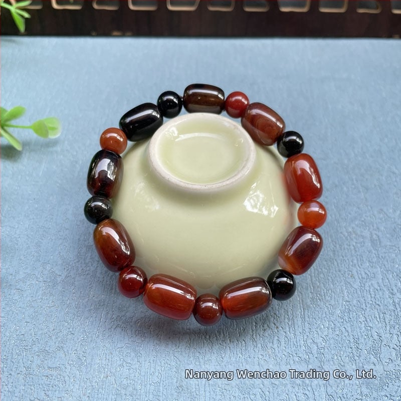 Akatā rokassprādze ar rižu pērļām, ģeometriska forma, dabisks materiāls, karājošās pērles