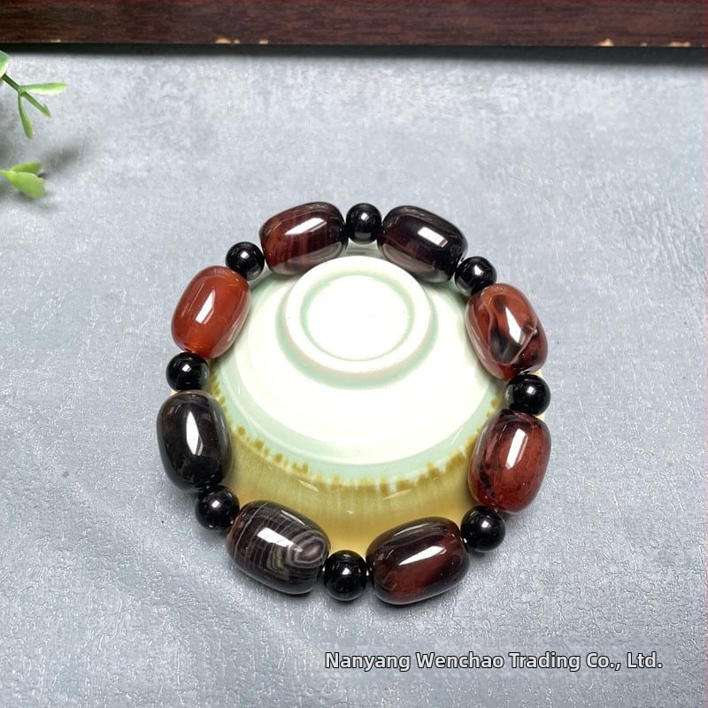 Akatā rokassprādze ar rižu pērļām, ģeometriska forma, dabisks materiāls, karājošās pērles