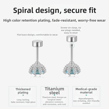 Cercei din oțel de titan cu gheară de dragon și zirconiu, placare electrolitică, design original, brand Dingle, pentru femei