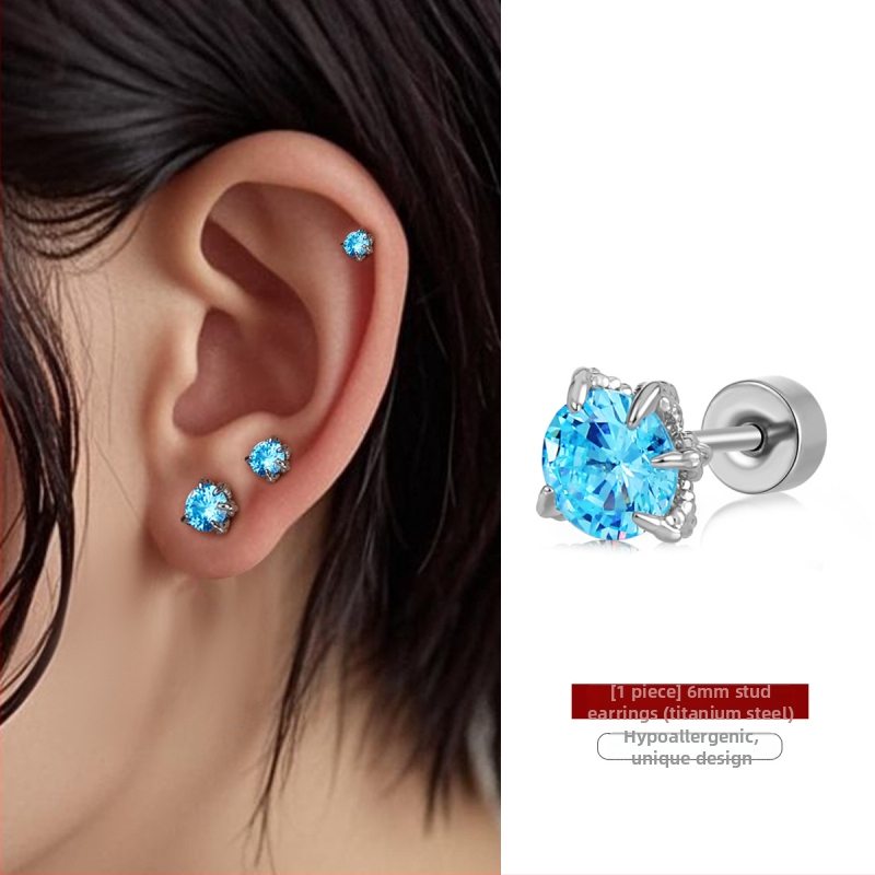 Cercei din oțel de titan cu gheară de dragon și zirconiu, placare electrolitică, design original, brand Dingle, pentru femei