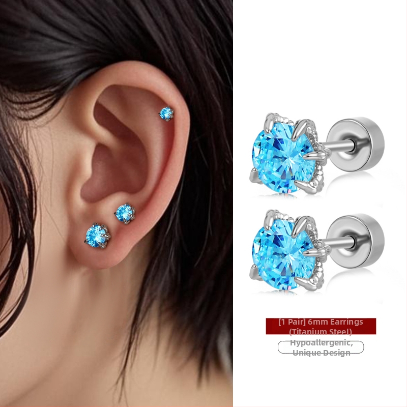 Cercei din oțel de titan cu gheară de dragon și zirconiu, placare electrolitică, design original, brand Dingle, pentru femei