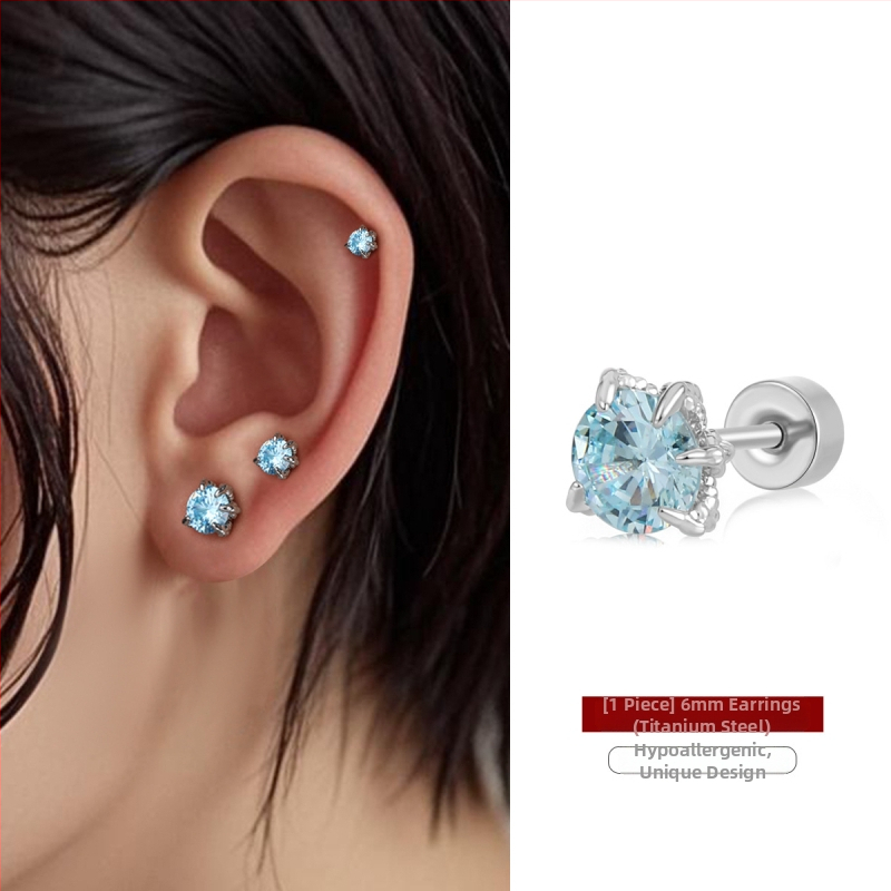 Cercei din oțel de titan cu gheară de dragon și zirconiu, placare electrolitică, design original, brand Dingle, pentru femei