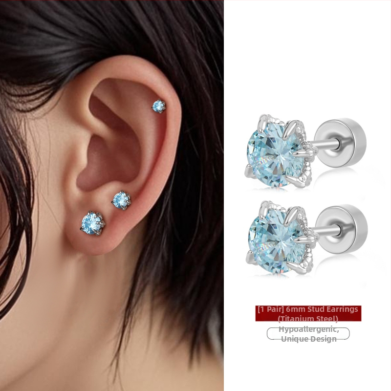 Cercei din oțel de titan cu gheară de dragon și zirconiu, placare electrolitică, design original, brand Dingle, pentru femei