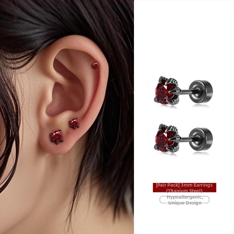 Cercei din oțel de titan cu gheară de dragon și zirconiu, placare electrolitică, design original, brand Dingle, pentru femei