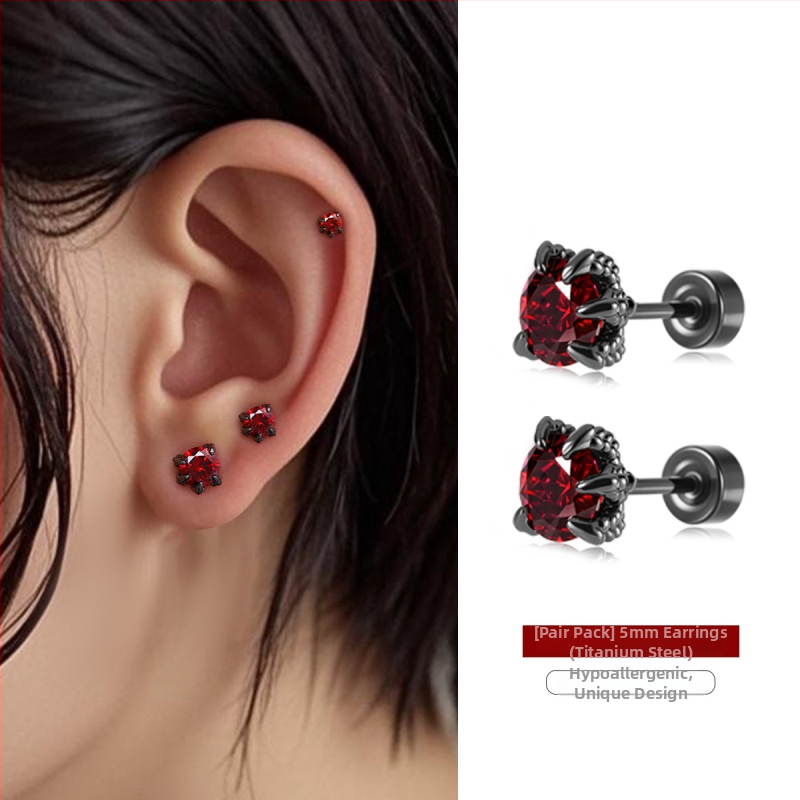 Cercei din oțel de titan cu gheară de dragon și zirconiu, placare electrolitică, design original, brand Dingle, pentru femei