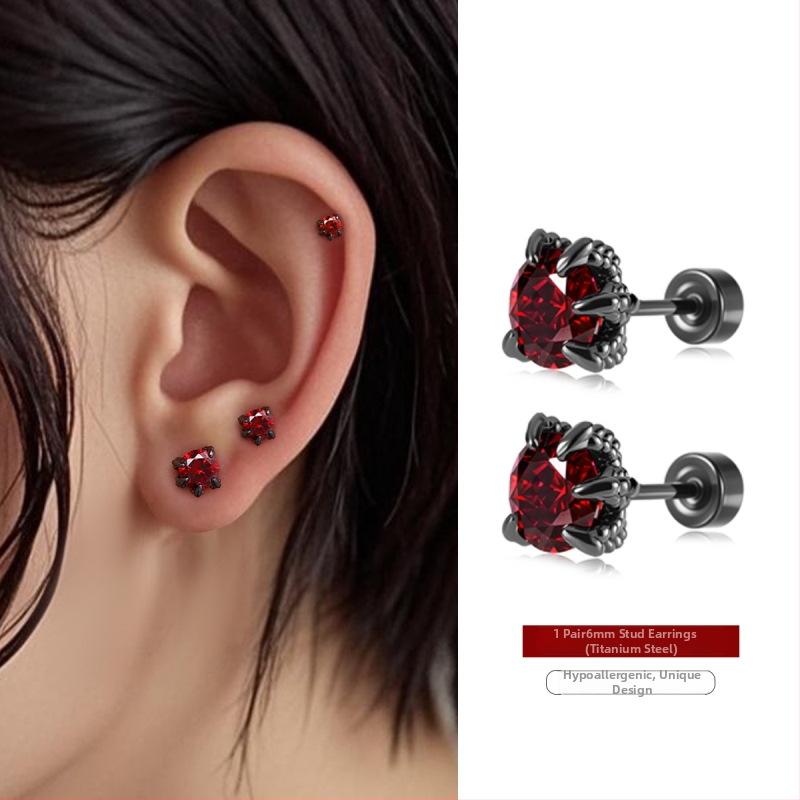 Cercei din oțel de titan cu gheară de dragon și zirconiu, placare electrolitică, design original, brand Dingle, pentru femei