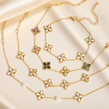 Гривна от титаниева стомана, електроплатиране, стил лайт лукс, форма цвете и лист, марка Cx jewelry