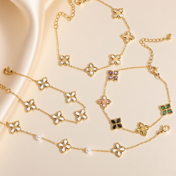 Гривна от титаниева стомана, електроплатиране, стил лайт лукс, форма цвете и лист, марка Cx jewelry