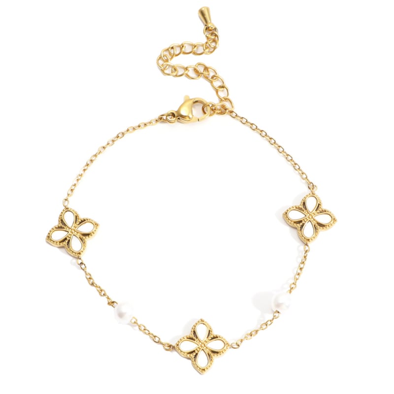 Гривна от титаниева стомана, електроплатиране, стил лайт лукс, форма цвете и лист, марка Cx jewelry