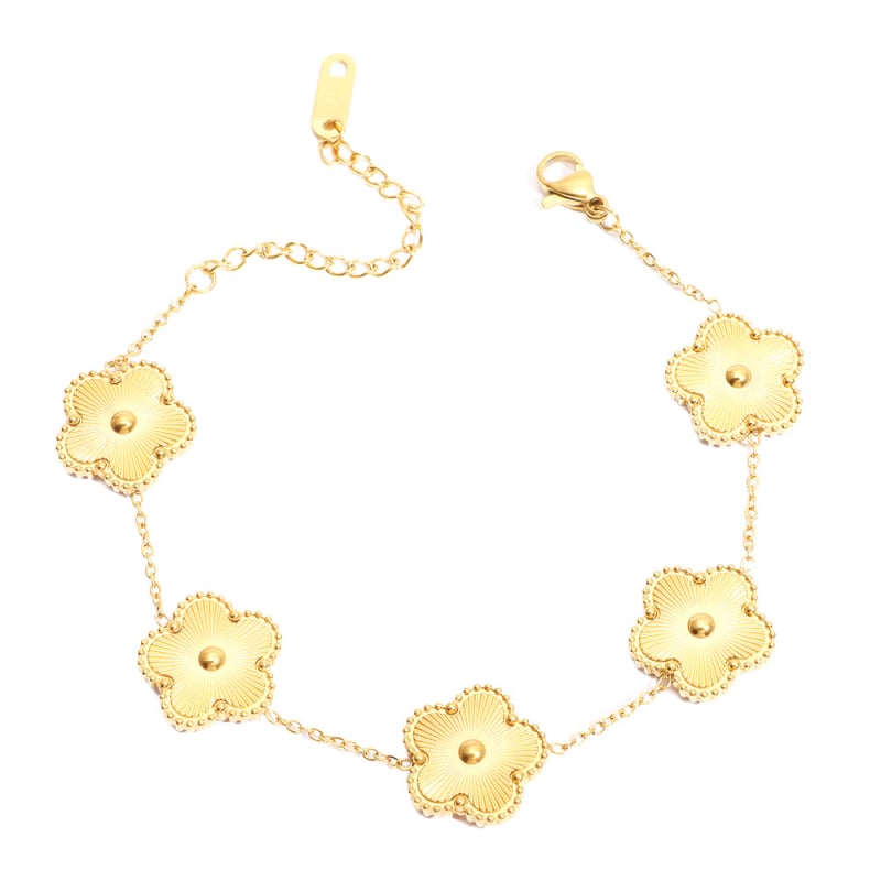 Гривна от титаниева стомана, електроплатиране, стил лайт лукс, форма цвете и лист, марка Cx jewelry