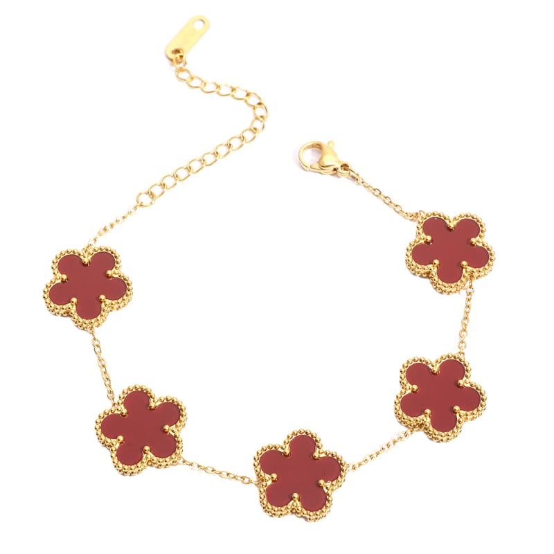 Гривна от титаниева стомана, електроплатиране, стил лайт лукс, форма цвете и лист, марка Cx jewelry