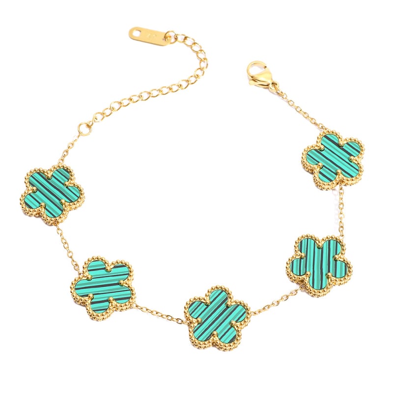 Гривна от титаниева стомана, електроплатиране, стил лайт лукс, форма цвете и лист, марка Cx jewelry