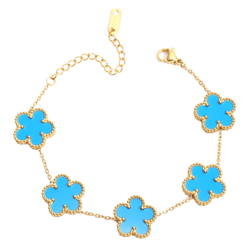 Гривна от титаниева стомана, електроплатиране, стил лайт лукс, форма цвете и лист, марка Cx jewelry