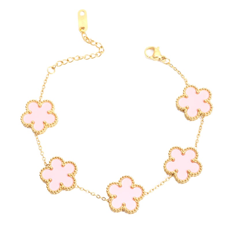 Гривна от титаниева стомана, електроплатиране, стил лайт лукс, форма цвете и лист, марка Cx jewelry