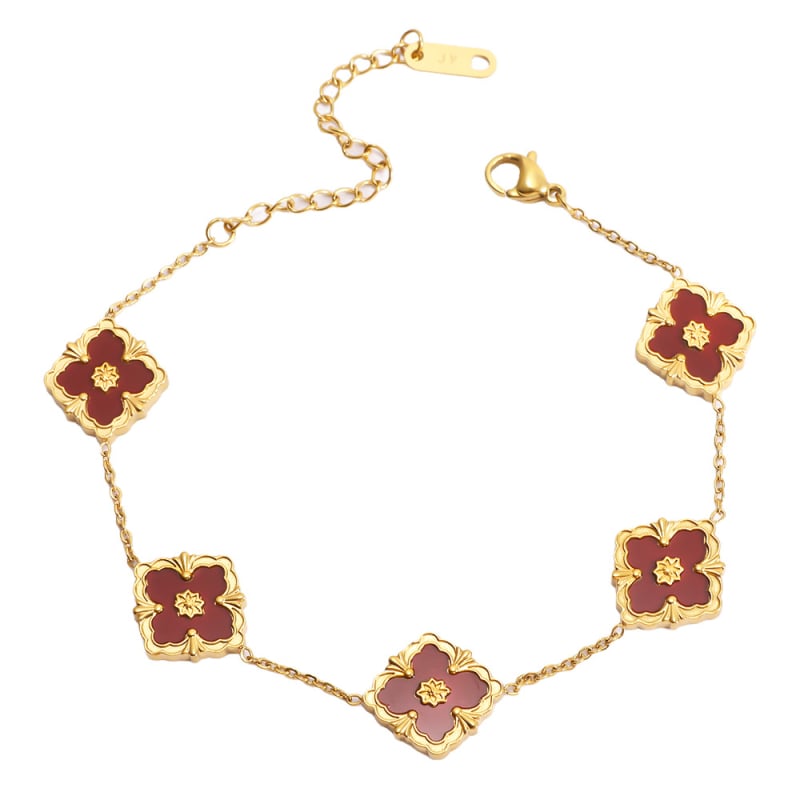 Гривна от титаниева стомана, електроплатиране, стил лайт лукс, форма цвете и лист, марка Cx jewelry