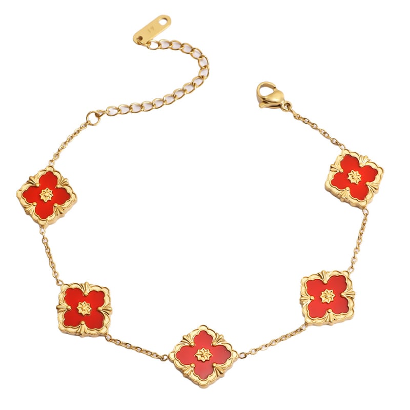 Гривна от титаниева стомана, електроплатиране, стил лайт лукс, форма цвете и лист, марка Cx jewelry