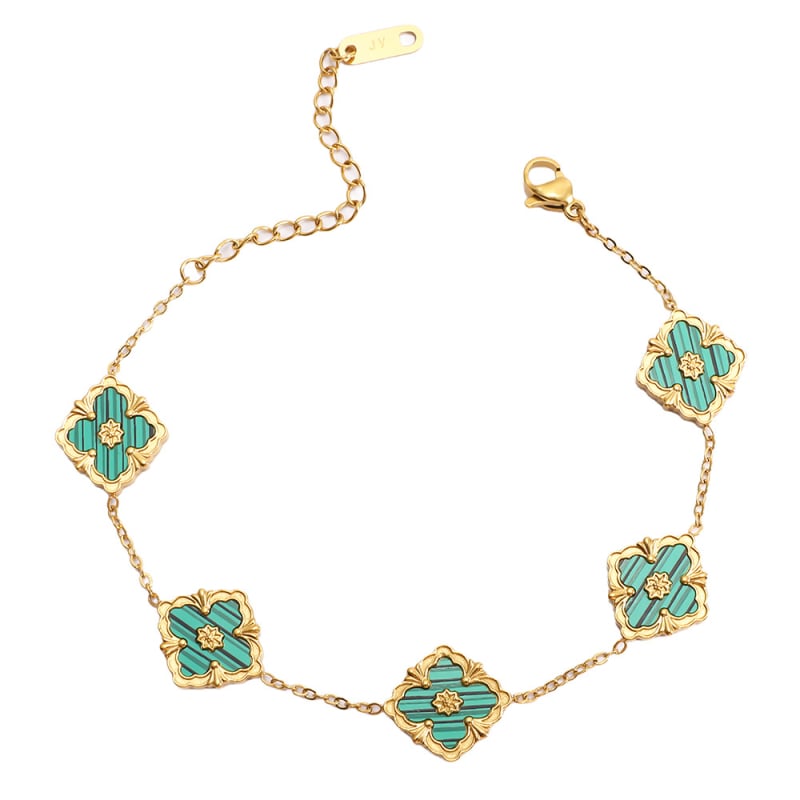 Гривна от титаниева стомана, електроплатиране, стил лайт лукс, форма цвете и лист, марка Cx jewelry