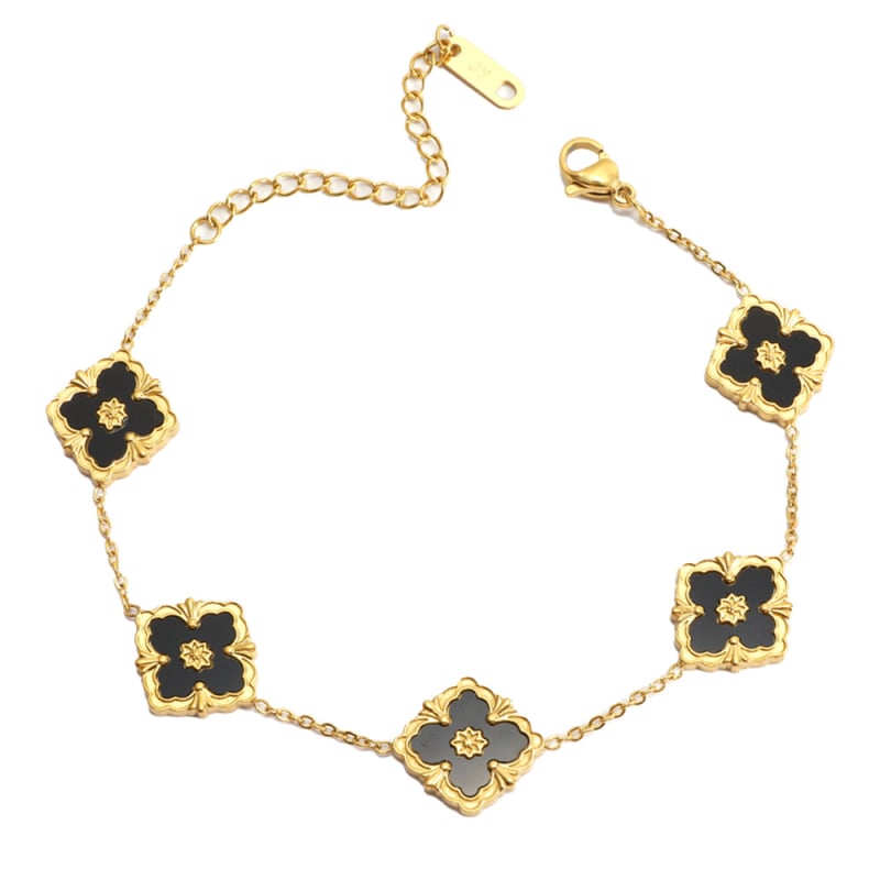 Гривна от титаниева стомана, електроплатиране, стил лайт лукс, форма цвете и лист, марка Cx jewelry