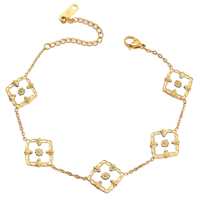 Гривна от титаниева стомана, електроплатиране, стил лайт лукс, форма цвете и лист, марка Cx jewelry