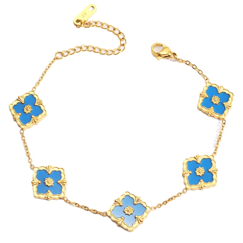 Гривна от титаниева стомана, електроплатиране, стил лайт лукс, форма цвете и лист, марка Cx jewelry