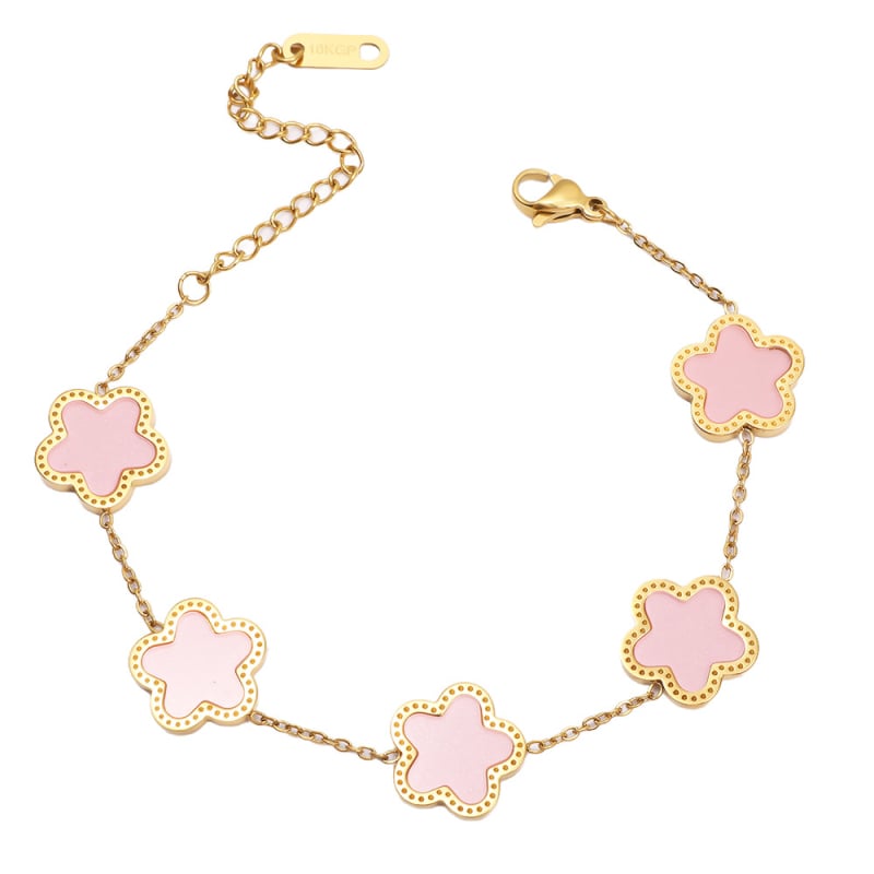 Гривна от титаниева стомана, електроплатиране, стил лайт лукс, форма цвете и лист, марка Cx jewelry