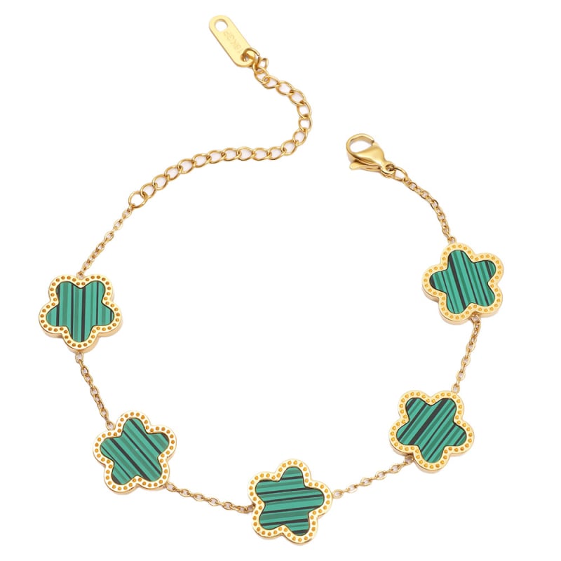 Гривна от титаниева стомана, електроплатиране, стил лайт лукс, форма цвете и лист, марка Cx jewelry