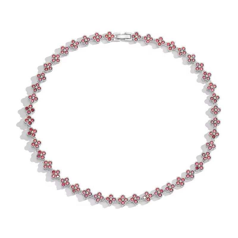 Varinės apyrankės ir karoliai rinkinys, dengtas 18K auksu, cirkonio akmenys, dobilo motyvas