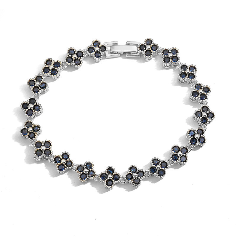 Varinės apyrankės ir karoliai rinkinys, dengtas 18K auksu, cirkonio akmenys, dobilo motyvas