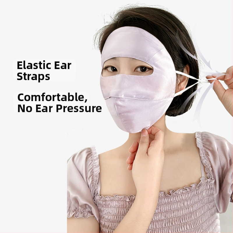 Маска за лице от 100% коприна за слънцезащита, лека и дишаща, триизмерна, моден градски стил