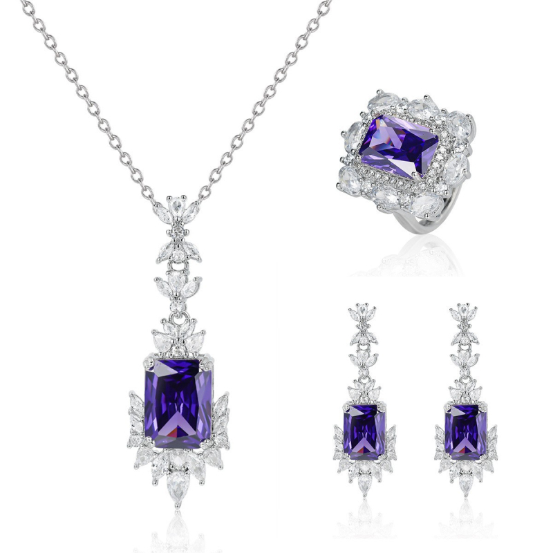 Moterų papuošalų rinkinys: žiedas, auskarai ir pakabukas su grandinėle (medžiaga: varis; elektroplavimas; grandinė: įprasta; pakabuko medžiaga: varis; leidimas: ruduo 2025)