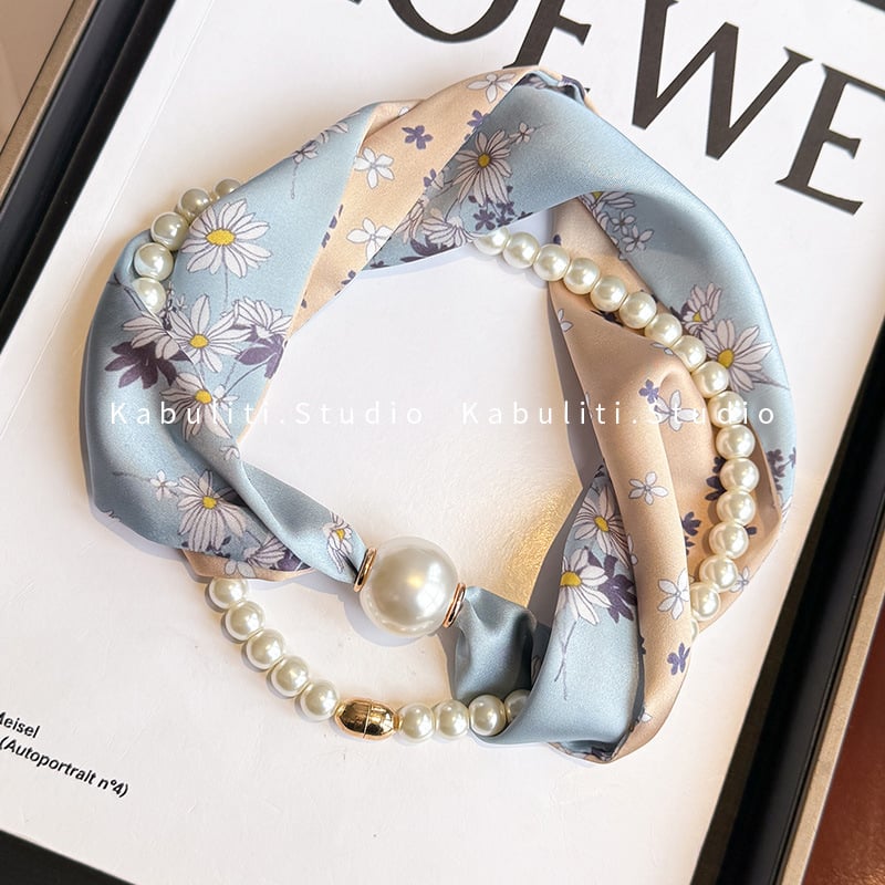 Hosszú kendőnyaklánc gyöngy-mágneszárral – 100% poliészter, termékkód 323zjbpa5, minden évszakhoz