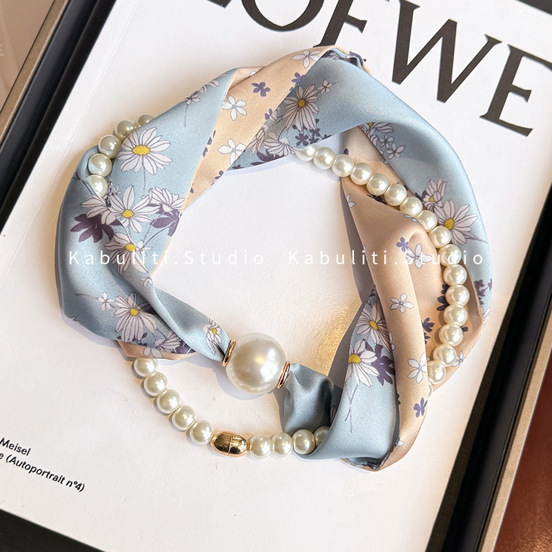 Hosszú kendőnyaklánc gyöngy-mágneszárral – 100% poliészter, termékkód 323zjbpa5, minden évszakhoz