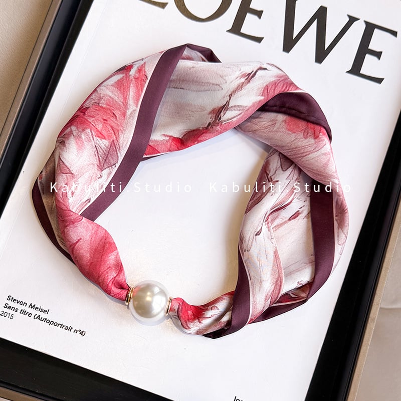 Hosszú kendőnyaklánc gyöngy-mágneszárral – 100% poliészter, termékkód 323zjbpa5, minden évszakhoz