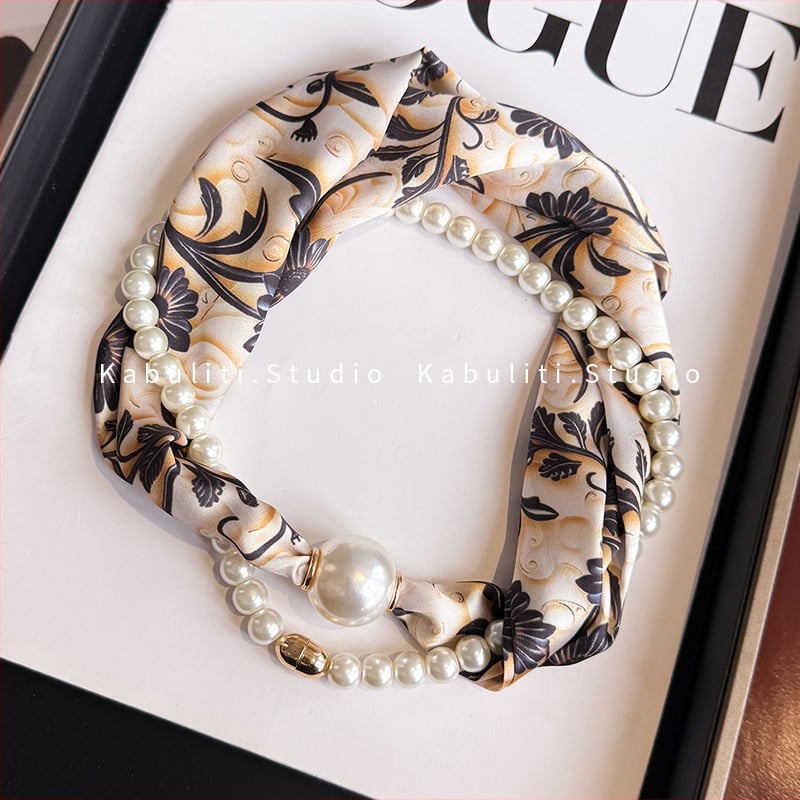 Hosszú kendőnyaklánc gyöngy-mágneszárral – 100% poliészter, termékkód 323zjbpa5, minden évszakhoz