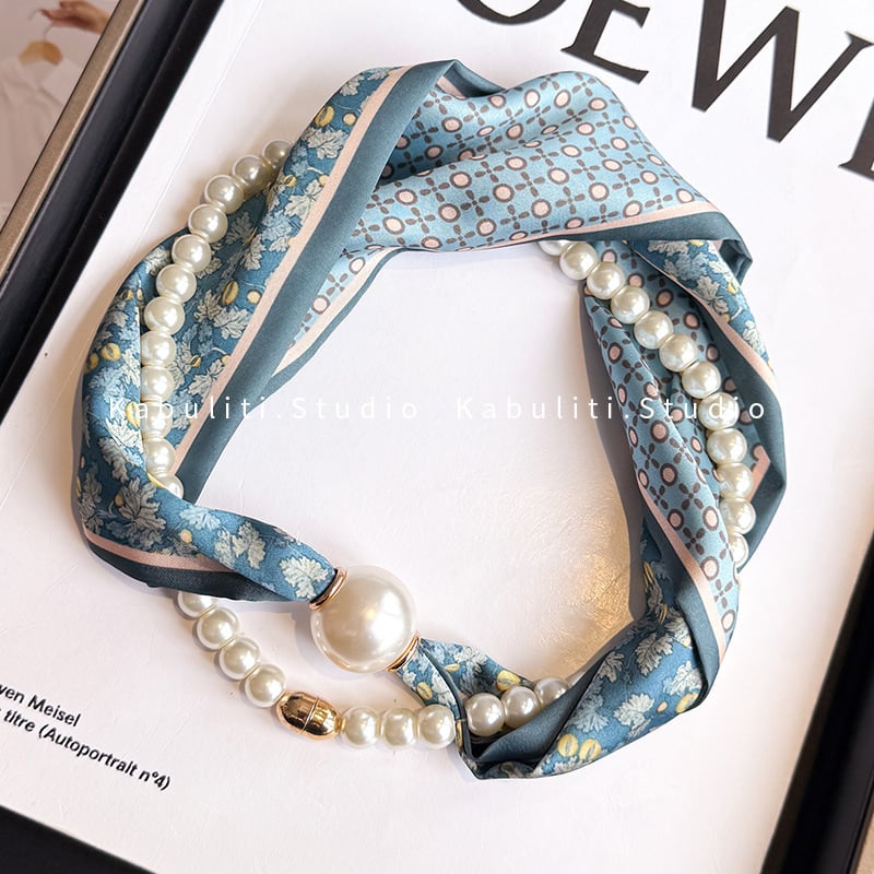 Hosszú kendőnyaklánc gyöngy-mágneszárral – 100% poliészter, termékkód 323zjbpa5, minden évszakhoz