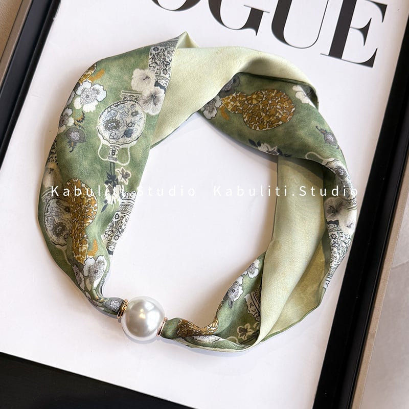 Hosszú kendőnyaklánc gyöngy-mágneszárral – 100% poliészter, termékkód 323zjbpa5, minden évszakhoz