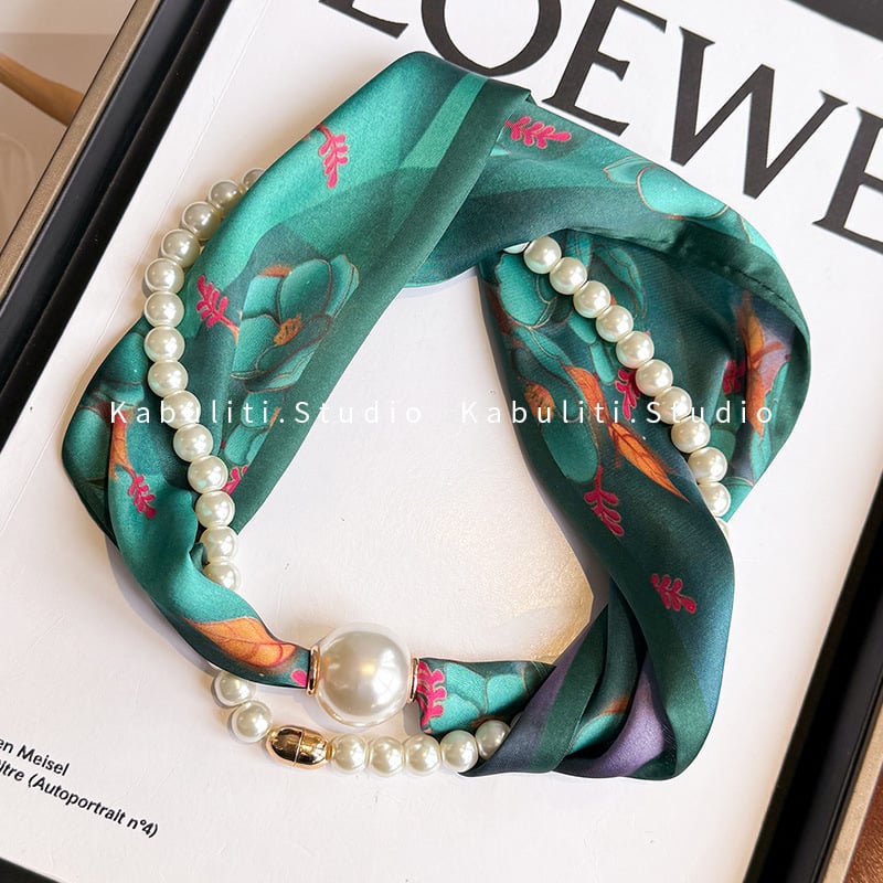 Hosszú kendőnyaklánc gyöngy-mágneszárral – 100% poliészter, termékkód 323zjbpa5, minden évszakhoz