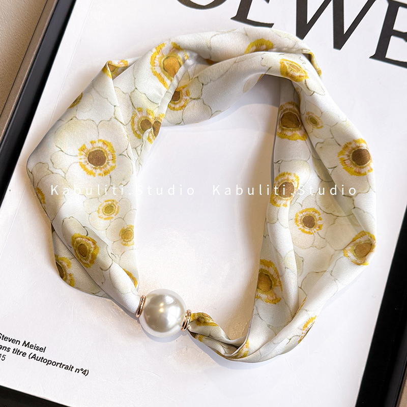 Hosszú kendőnyaklánc gyöngy-mágneszárral – 100% poliészter, termékkód 323zjbpa5, minden évszakhoz