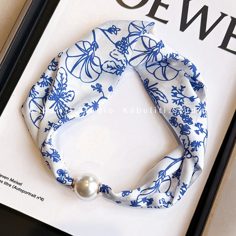 Hosszú kendőnyaklánc gyöngy-mágneszárral – 100% poliészter, termékkód 323zjbpa5, minden évszakhoz