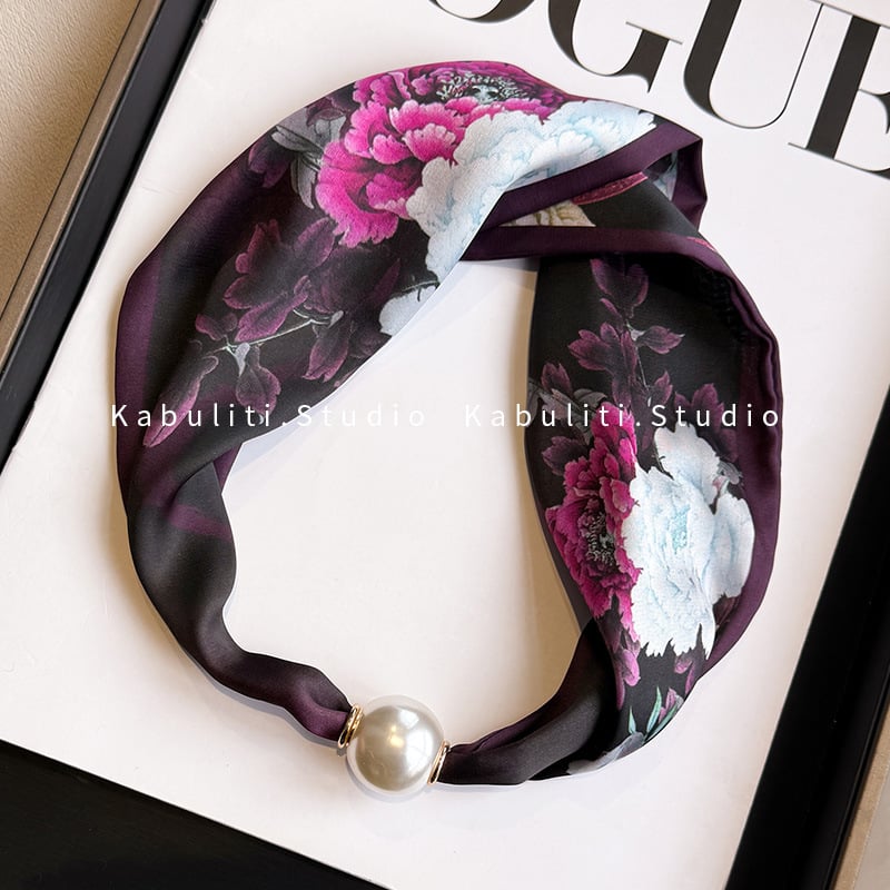 Hosszú kendőnyaklánc gyöngy-mágneszárral – 100% poliészter, termékkód 323zjbpa5, minden évszakhoz