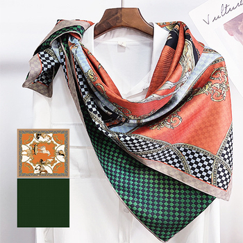 Dvostrano otisnuti svilenkasti kvadratni šal — 100% svila, twill tkanina, podrijetlo Hangzhou, originalni dizajn