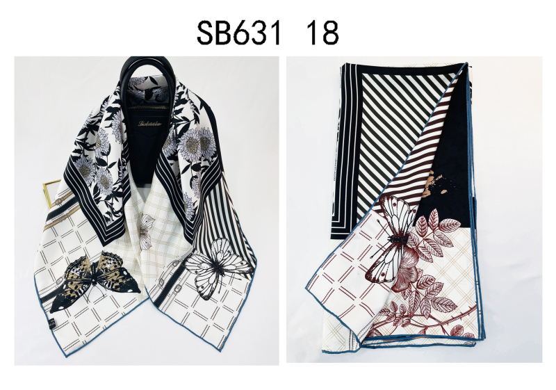 Dvostrano otisnuti svilenkasti kvadratni šal — 100% svila, twill tkanina, podrijetlo Hangzhou, originalni dizajn