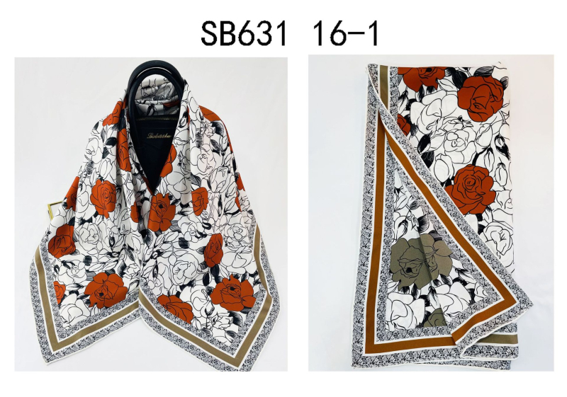 Dvostrano otisnuti svilenkasti kvadratni šal — 100% svila, twill tkanina, podrijetlo Hangzhou, originalni dizajn