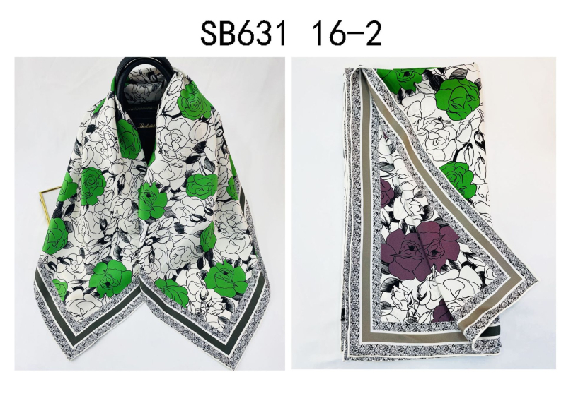 Dvostrano otisnuti svilenkasti kvadratni šal — 100% svila, twill tkanina, podrijetlo Hangzhou, originalni dizajn