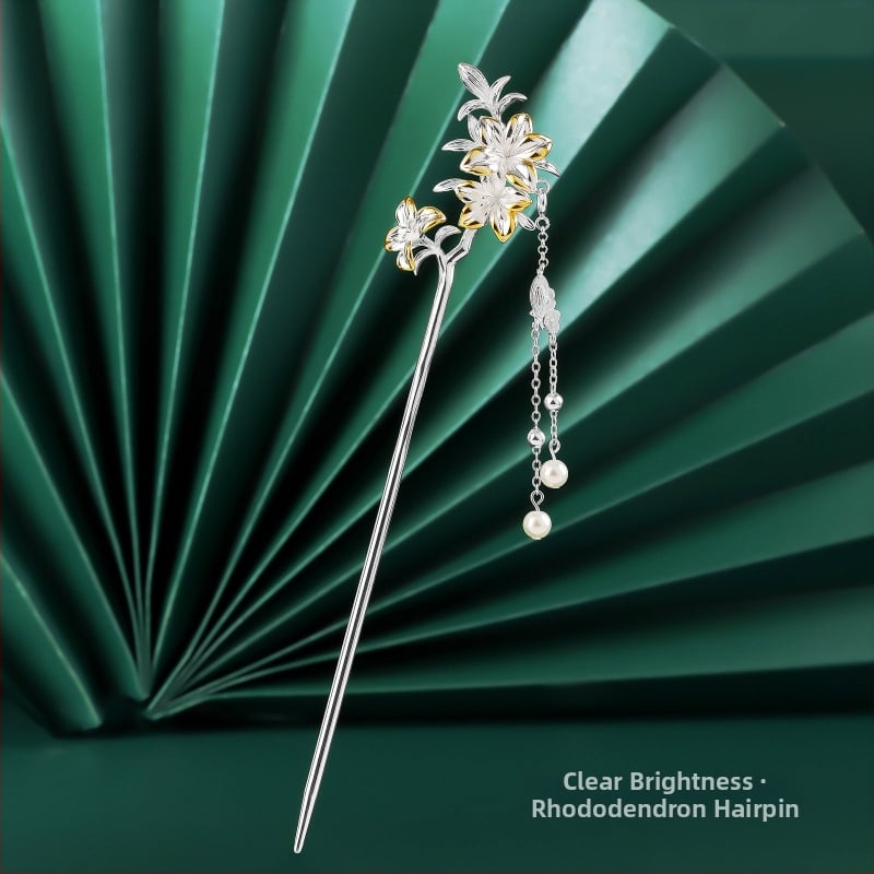 Matu sprādze no vara, nacionālā stila, ziedu motīvs, elektroplatinga pārklājums, izcelsme Shantwei