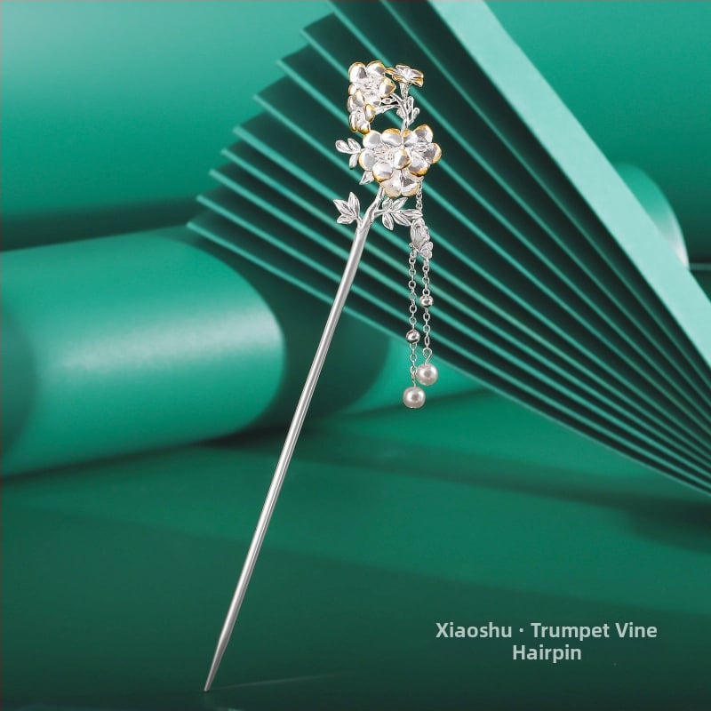 Matu sprādze no vara, nacionālā stila, ziedu motīvs, elektroplatinga pārklājums, izcelsme Shantwei