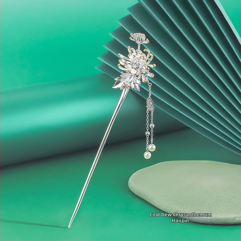 Matu sprādze no vara, nacionālā stila, ziedu motīvs, elektroplatinga pārklājums, izcelsme Shantwei